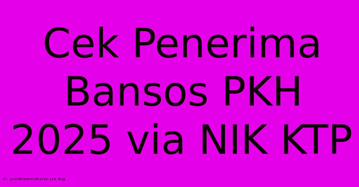 Cek Penerima Bansos PKH 2025 Via NIK KTP