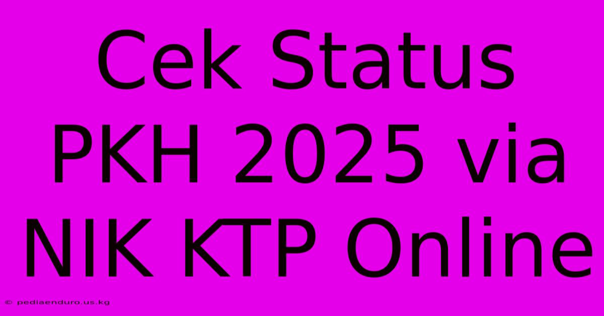 Cek Status PKH 2025 Via NIK KTP Online