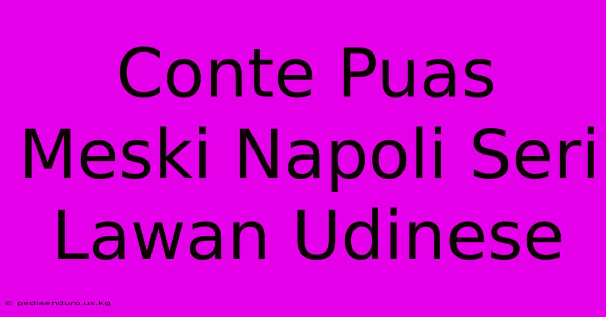 Conte Puas Meski Napoli Seri Lawan Udinese