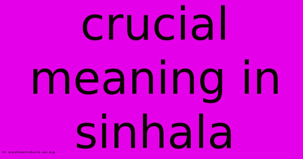 Crucial Meaning In Sinhala