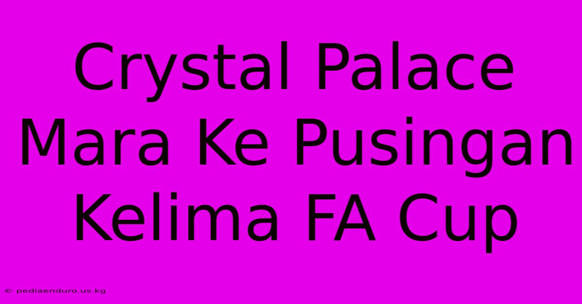 Crystal Palace Mara Ke Pusingan Kelima FA Cup