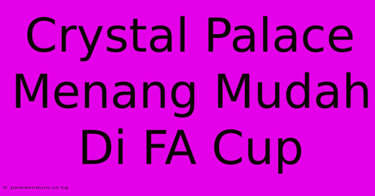 Crystal Palace Menang Mudah Di FA Cup