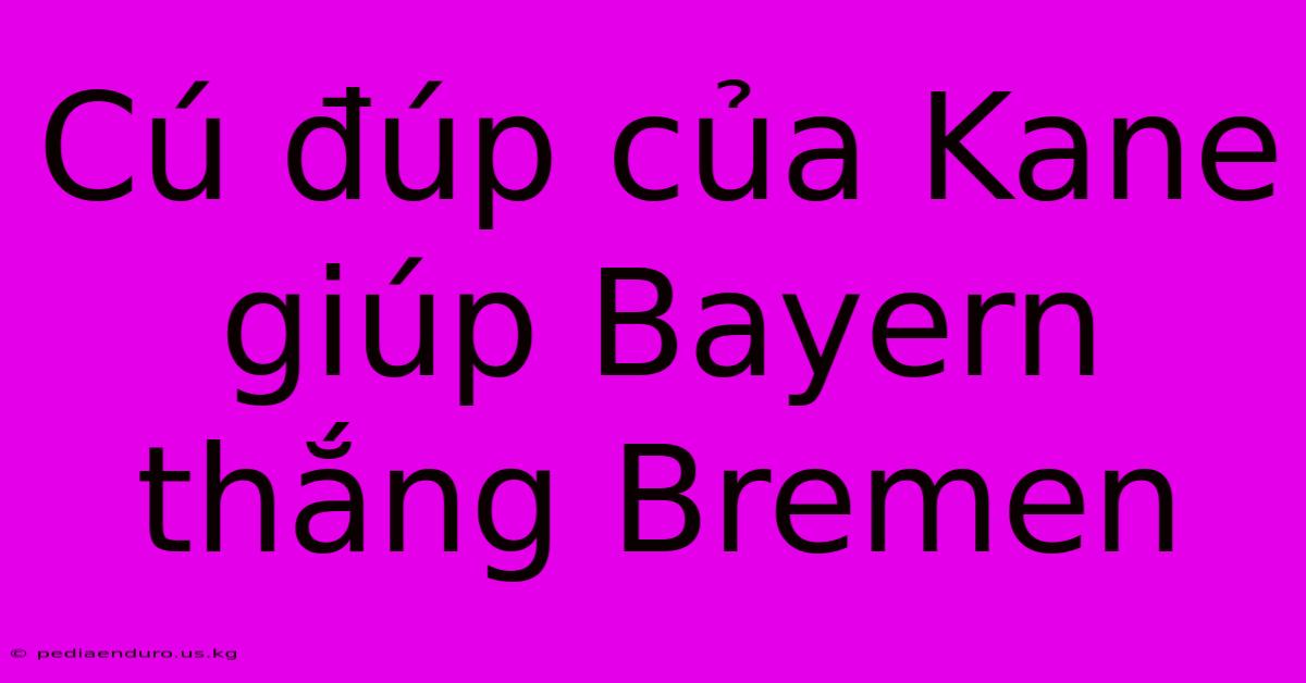 Cú Đúp Của Kane Giúp Bayern Thắng Bremen