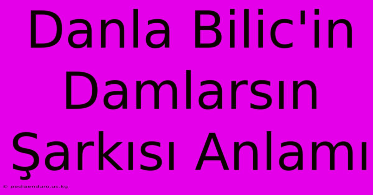 Danla Bilic'in Damlarsın Şarkısı Anlamı