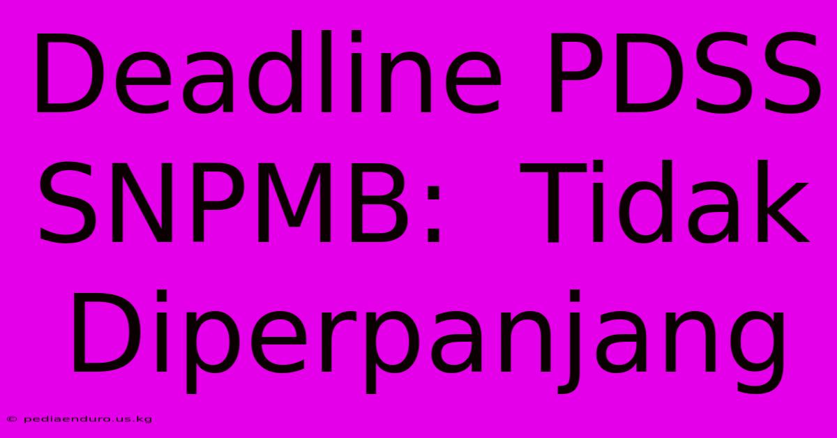 Deadline PDSS SNPMB:  Tidak Diperpanjang