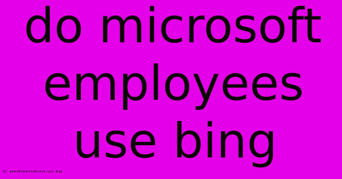 Do Microsoft Employees Use Bing