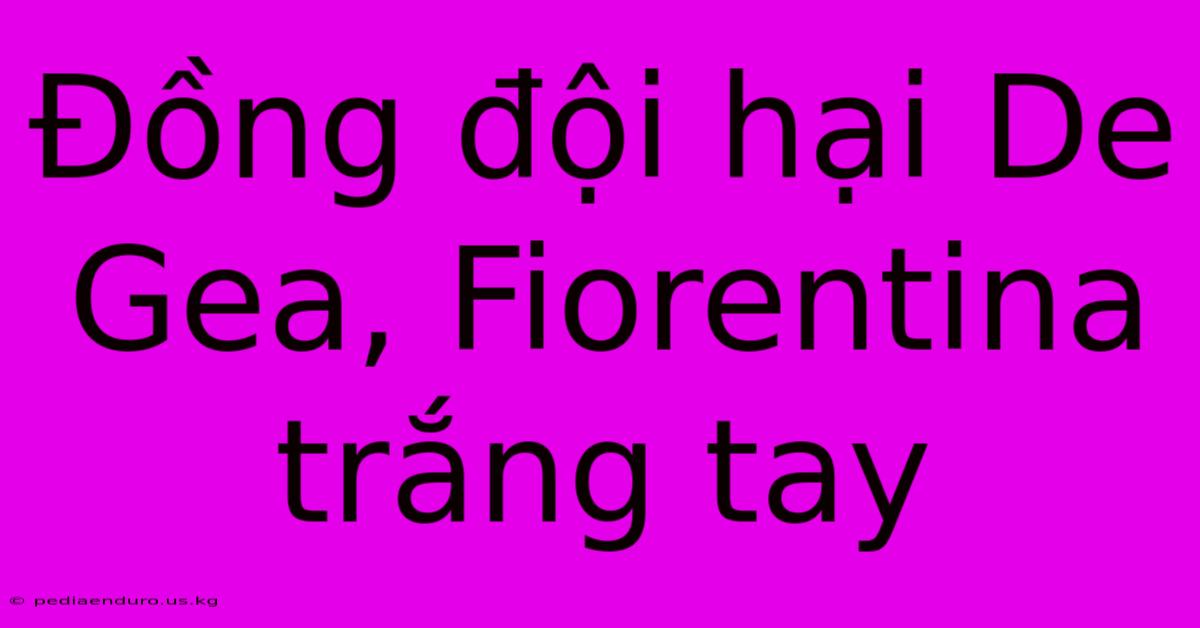 Đồng Đội Hại De Gea, Fiorentina Trắng Tay