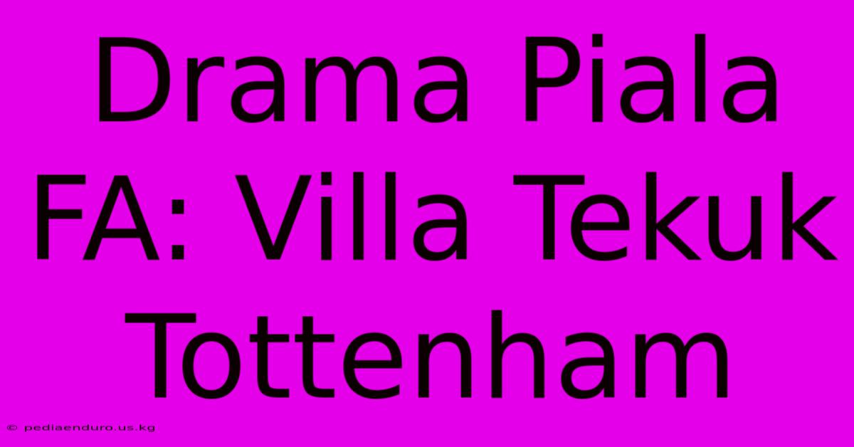 Drama Piala FA: Villa Tekuk Tottenham