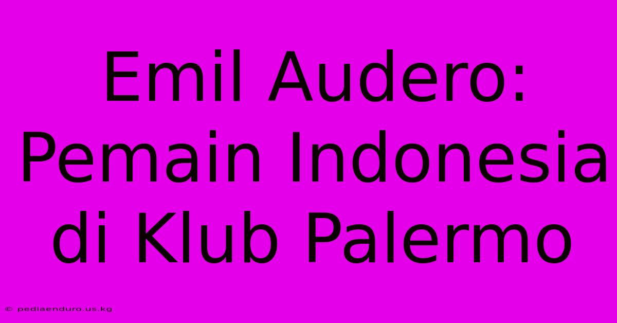 Emil Audero: Pemain Indonesia Di Klub Palermo