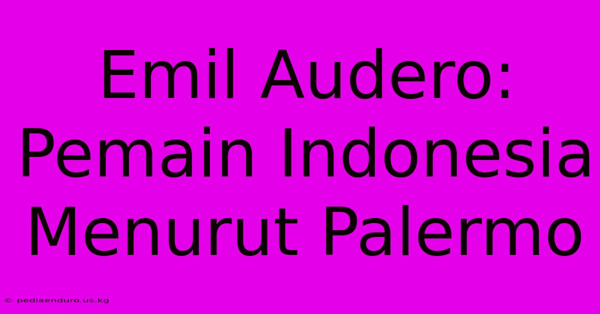 Emil Audero: Pemain Indonesia Menurut Palermo