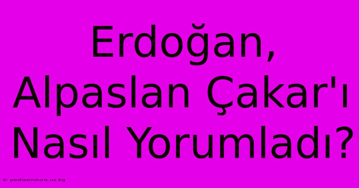 Erdoğan, Alpaslan Çakar'ı Nasıl Yorumladı?