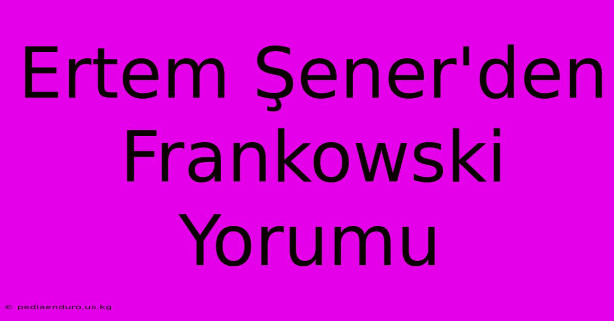 Ertem Şener'den Frankowski Yorumu