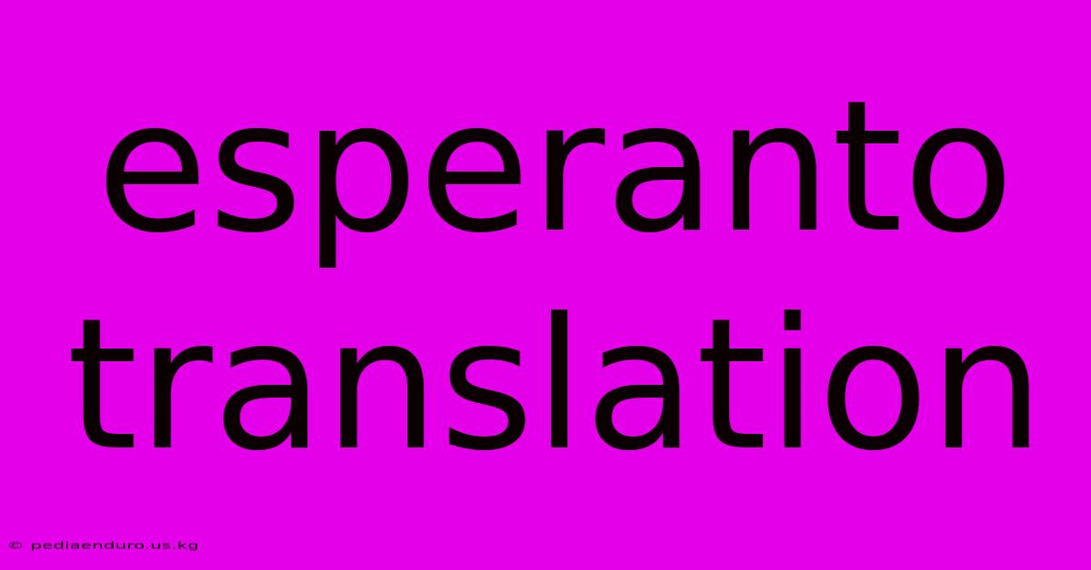 Esperanto Translation