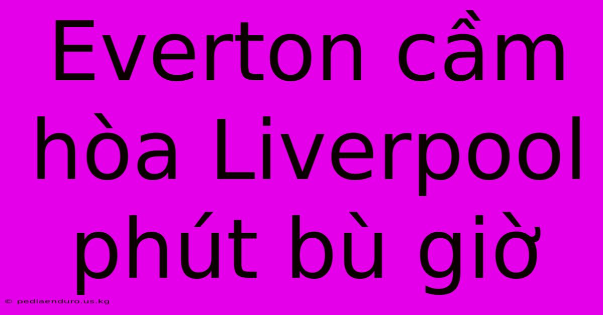 Everton Cầm Hòa Liverpool Phút Bù Giờ