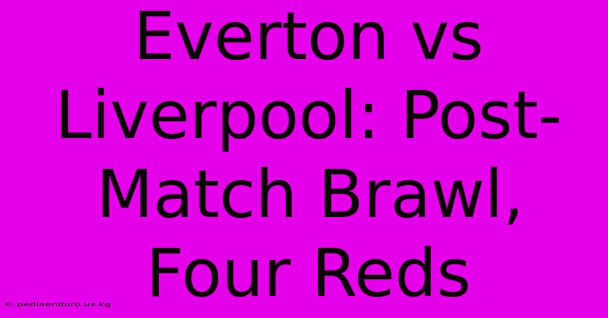 Everton Vs Liverpool: Post-Match Brawl, Four Reds