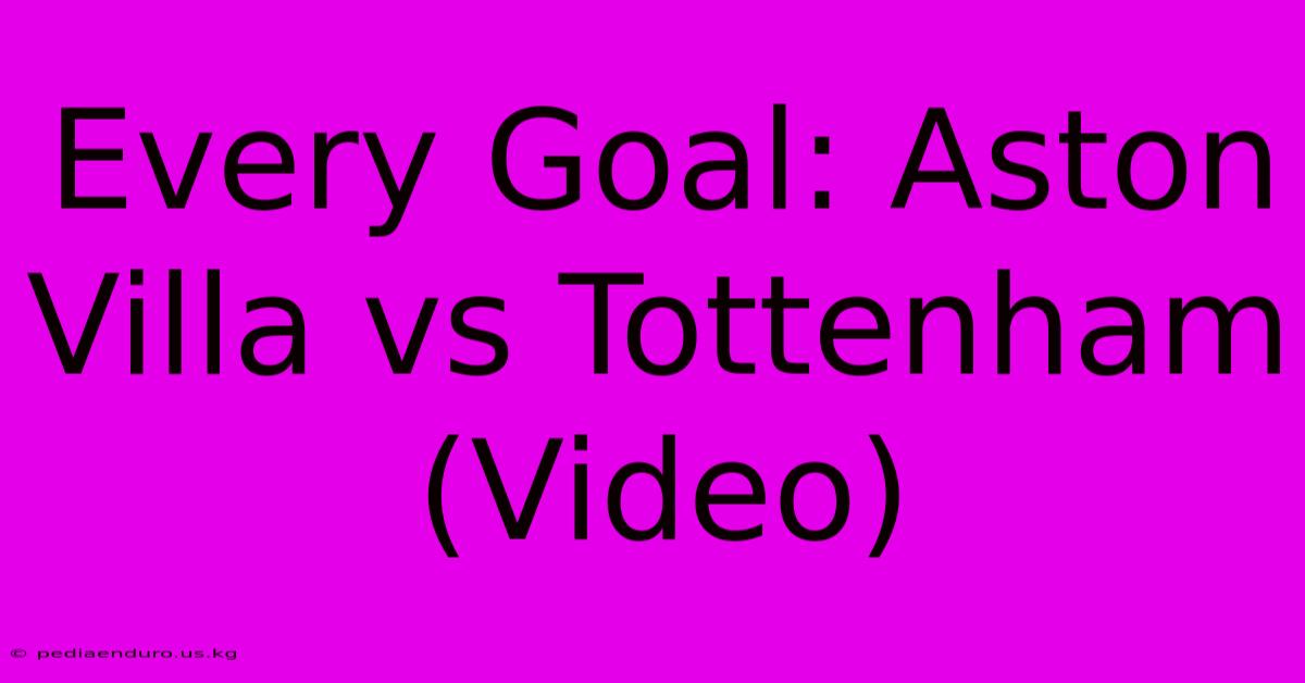 Every Goal: Aston Villa Vs Tottenham (Video)