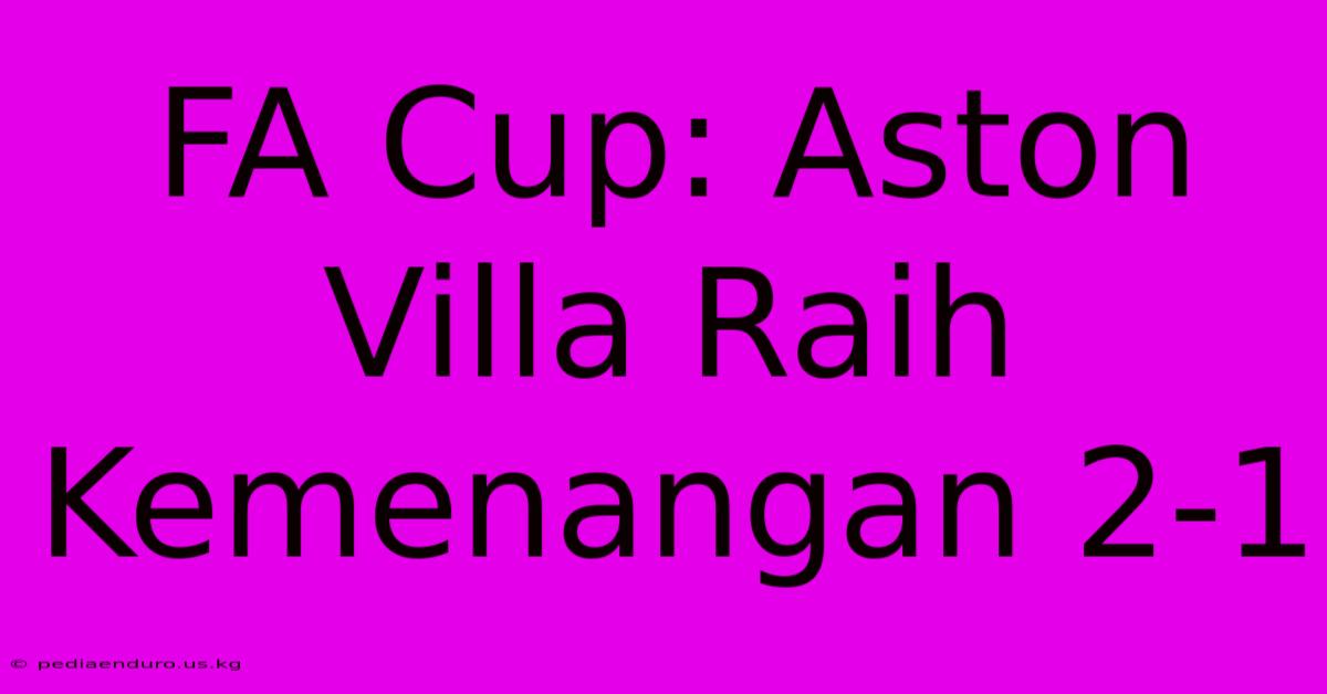 FA Cup: Aston Villa Raih Kemenangan 2-1