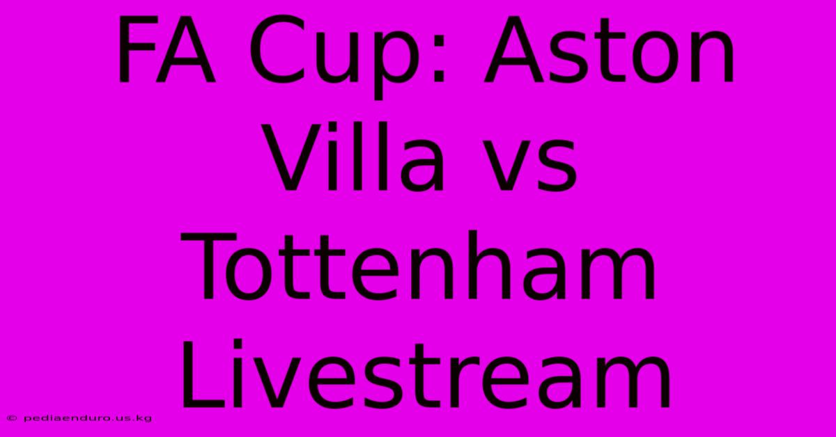 FA Cup: Aston Villa Vs Tottenham Livestream