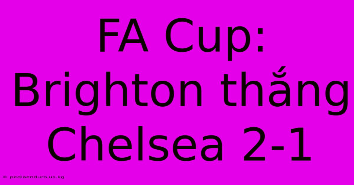 FA Cup: Brighton Thắng Chelsea 2-1