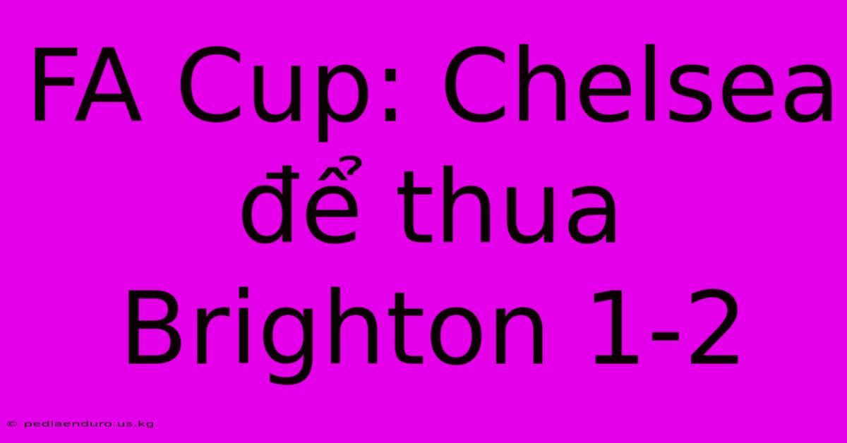 FA Cup: Chelsea Để Thua Brighton 1-2