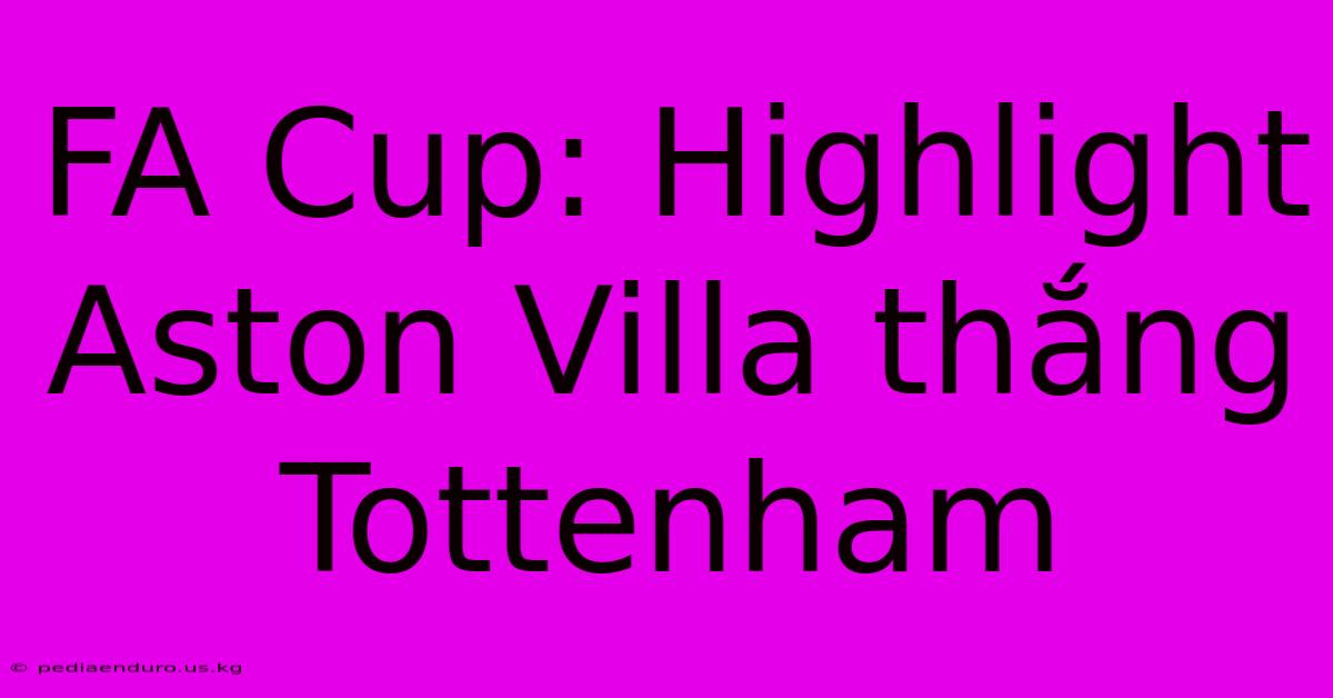 FA Cup: Highlight Aston Villa Thắng Tottenham