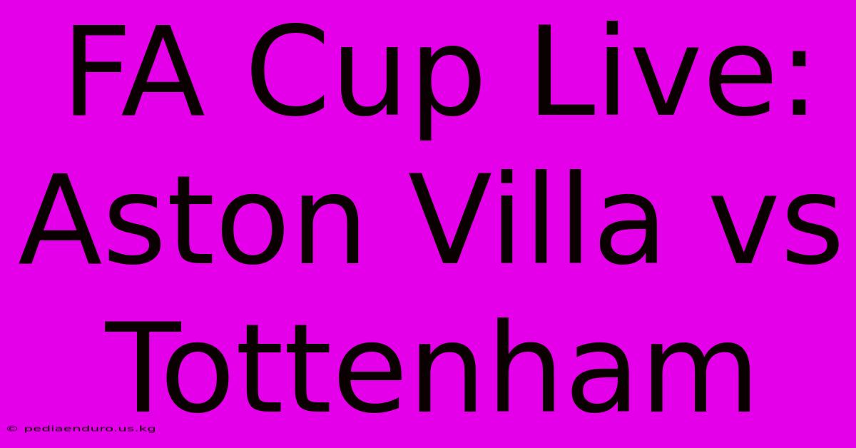 FA Cup Live: Aston Villa Vs Tottenham