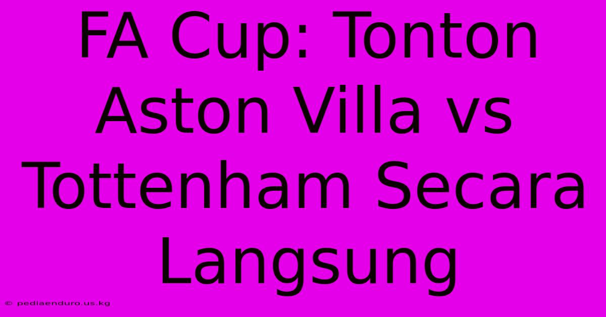 FA Cup: Tonton Aston Villa Vs Tottenham Secara Langsung