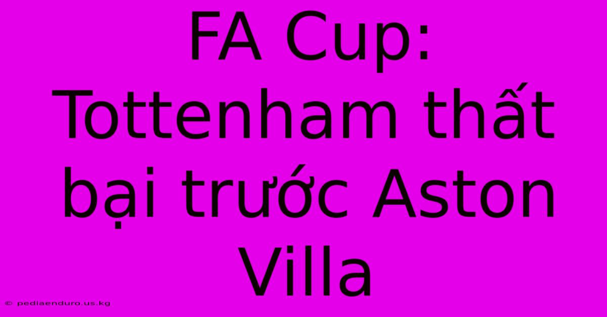 FA Cup: Tottenham Thất Bại Trước Aston Villa