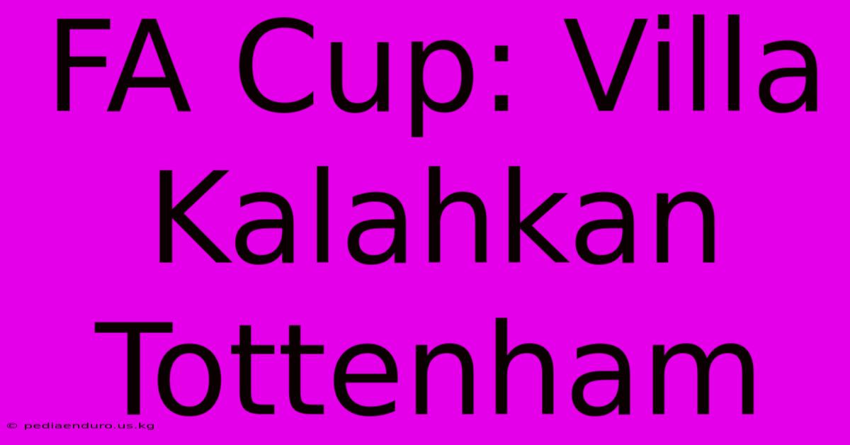 FA Cup: Villa Kalahkan Tottenham