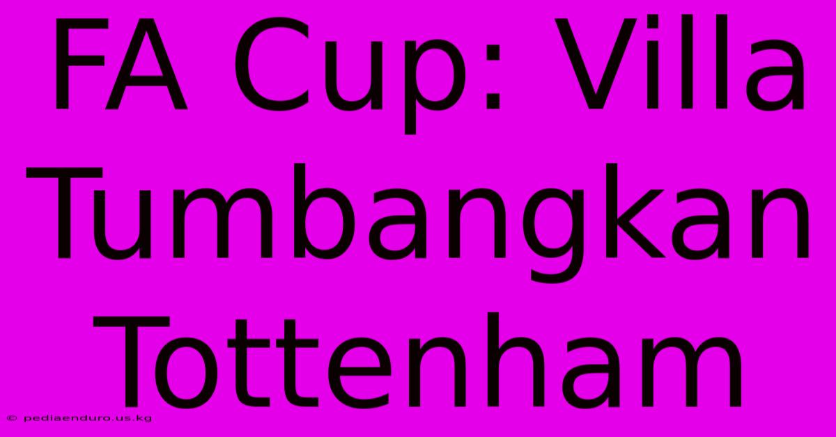 FA Cup: Villa Tumbangkan Tottenham