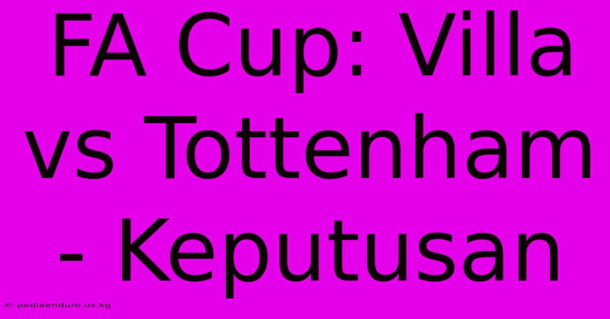 FA Cup: Villa Vs Tottenham - Keputusan