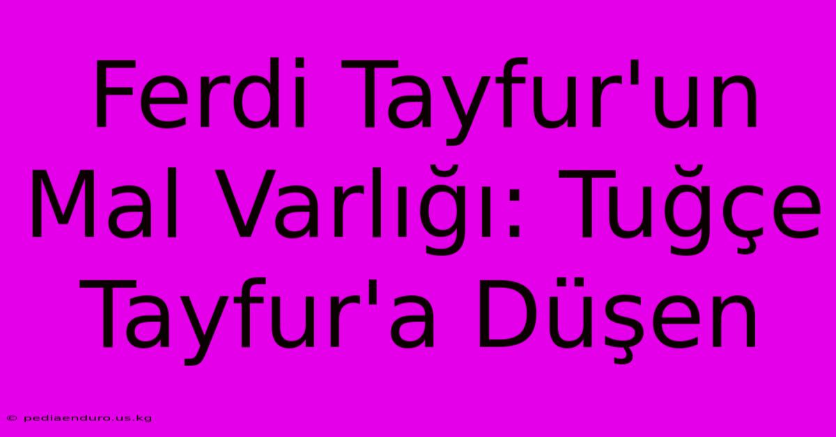 Ferdi Tayfur'un Mal Varlığı: Tuğçe Tayfur'a Düşen