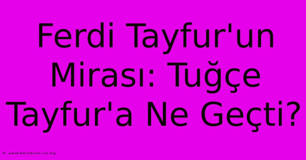 Ferdi Tayfur'un Mirası: Tuğçe Tayfur'a Ne Geçti?