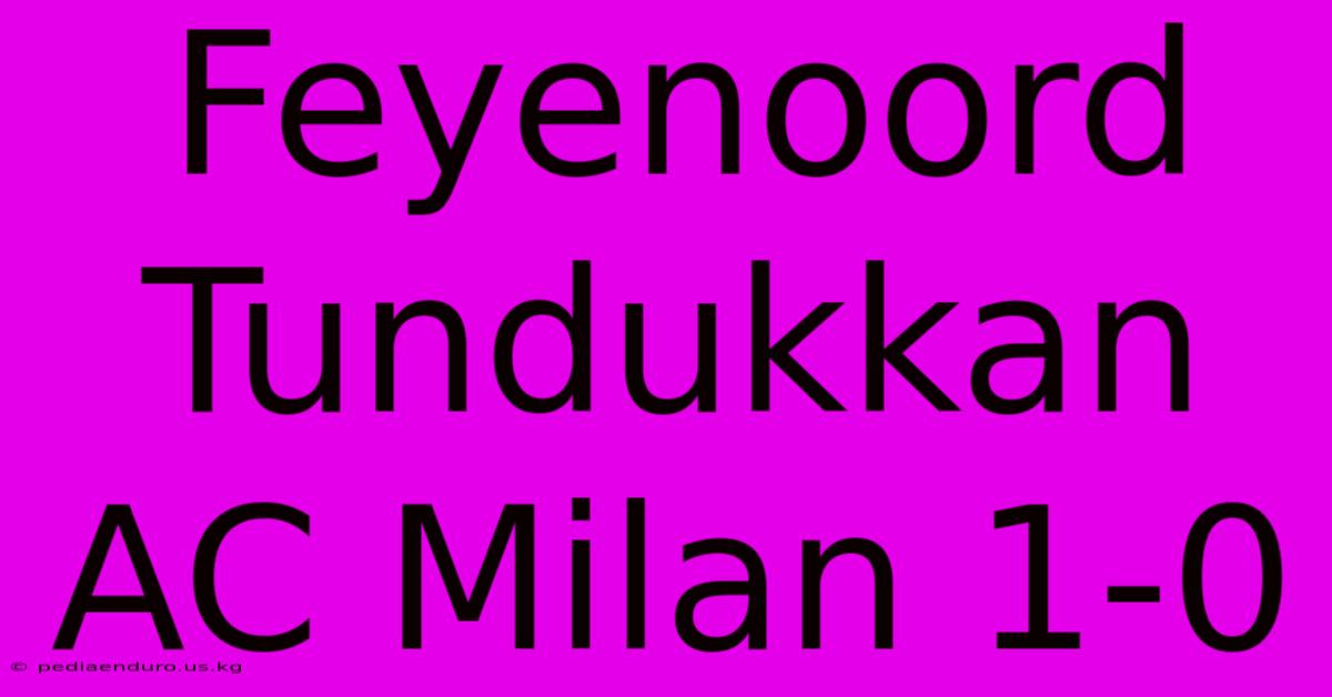 Feyenoord Tundukkan AC Milan 1-0