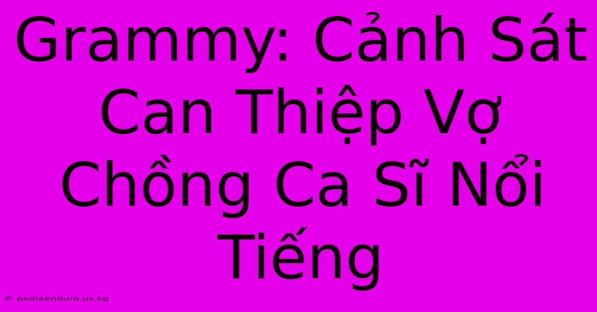 Grammy: Cảnh Sát Can Thiệp Vợ Chồng Ca Sĩ Nổi Tiếng