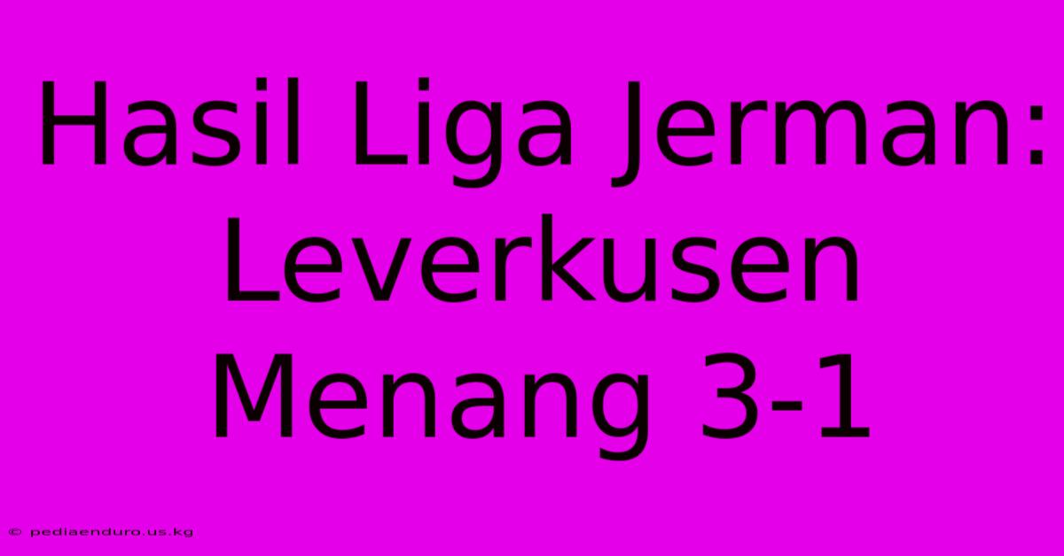 Hasil Liga Jerman: Leverkusen Menang 3-1