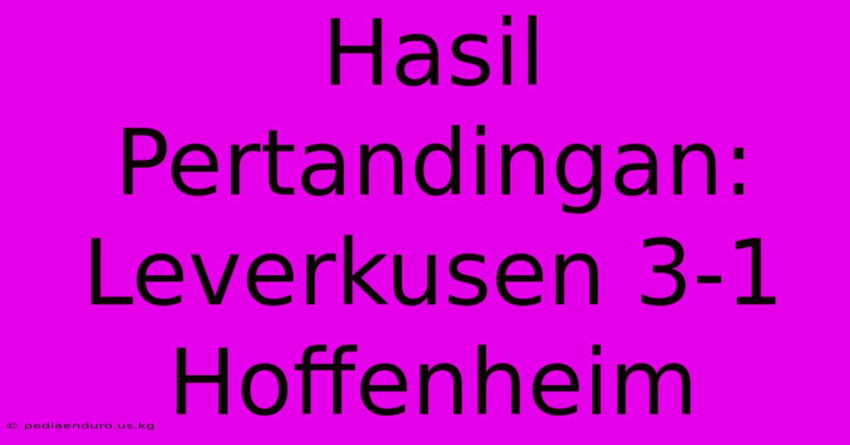 Hasil Pertandingan: Leverkusen 3-1 Hoffenheim