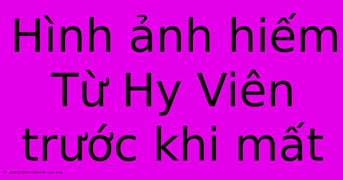 Hình Ảnh Hiếm Từ Hy Viên Trước Khi Mất