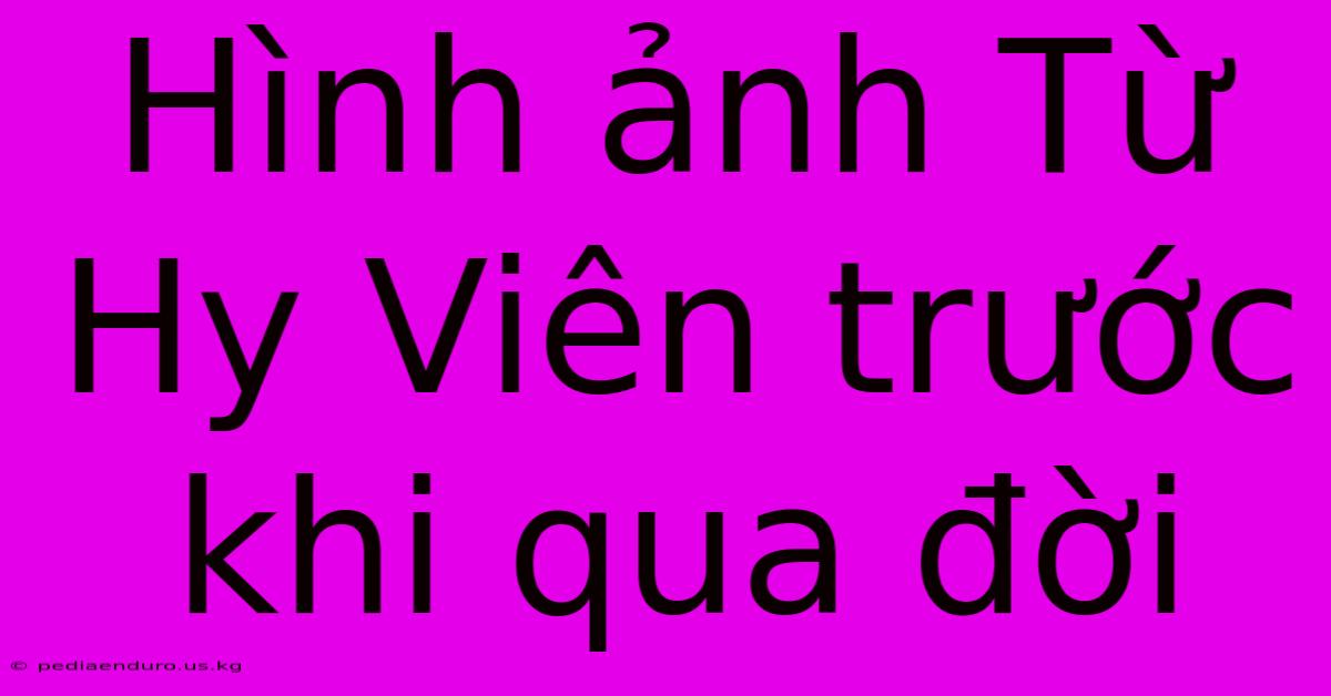 Hình Ảnh Từ Hy Viên Trước Khi Qua Đời