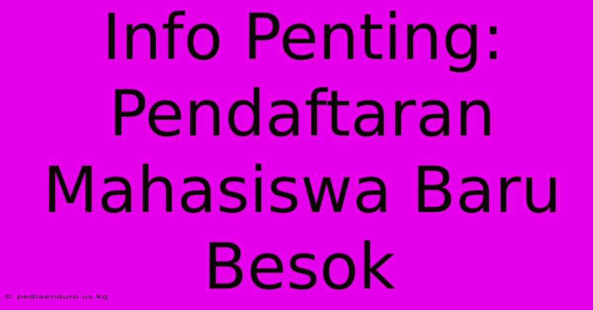 Info Penting: Pendaftaran Mahasiswa Baru Besok