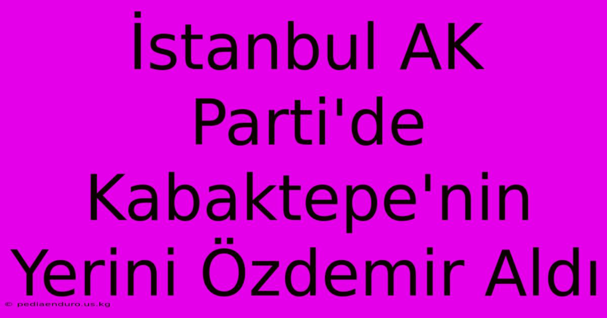 İstanbul AK Parti'de Kabaktepe'nin Yerini Özdemir Aldı