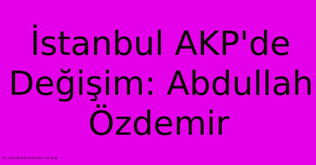 İstanbul AKP'de Değişim: Abdullah Özdemir