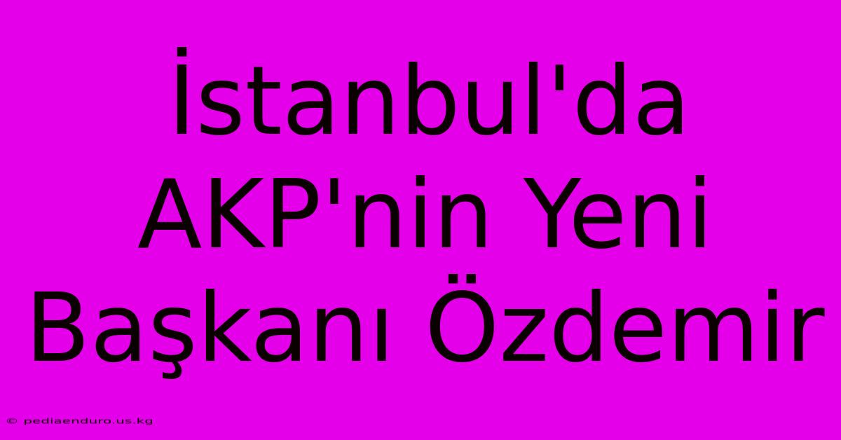 İstanbul'da AKP'nin Yeni Başkanı Özdemir