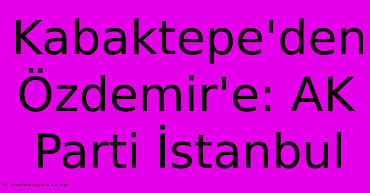 Kabaktepe'den Özdemir'e: AK Parti İstanbul