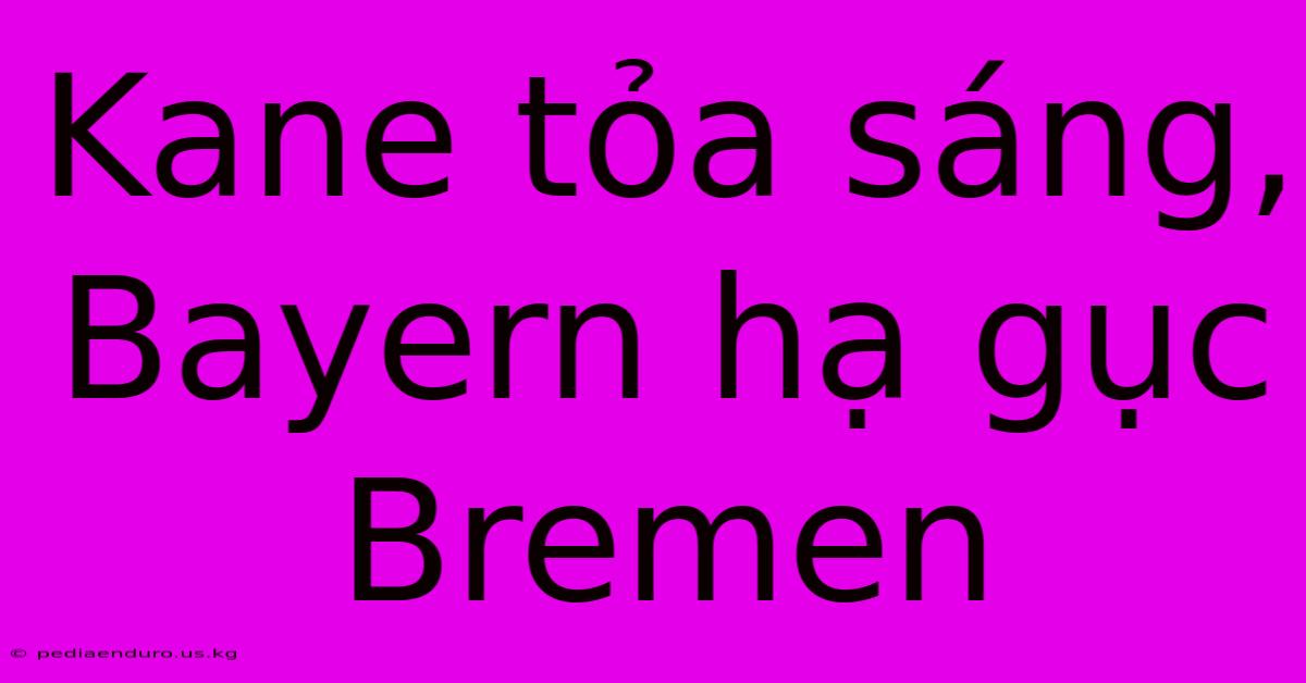 Kane Tỏa Sáng, Bayern Hạ Gục Bremen