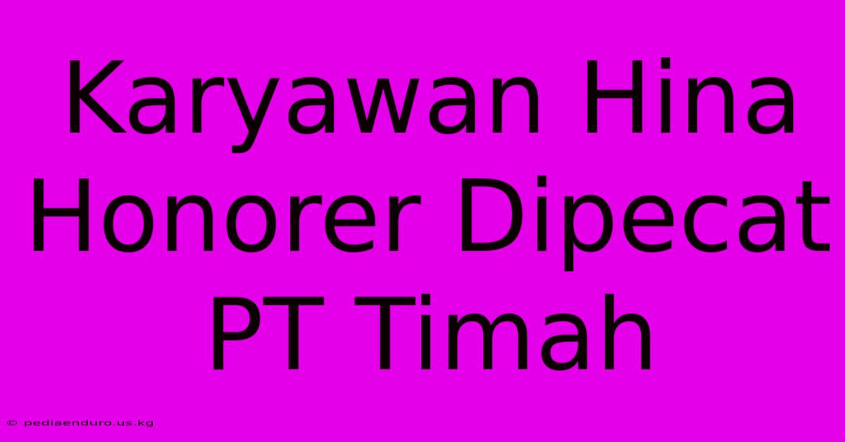 Karyawan Hina Honorer Dipecat PT Timah