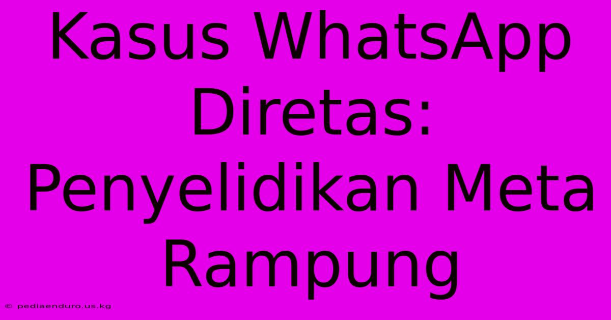 Kasus WhatsApp Diretas:  Penyelidikan Meta Rampung