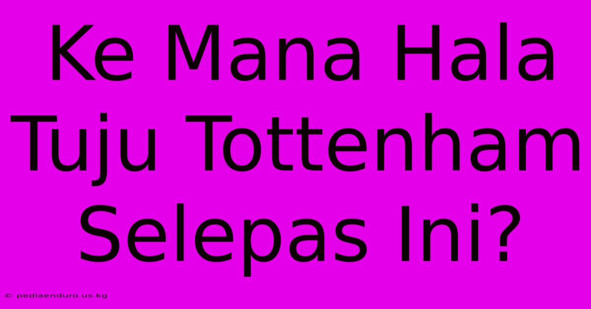 Ke Mana Hala Tuju Tottenham Selepas Ini?