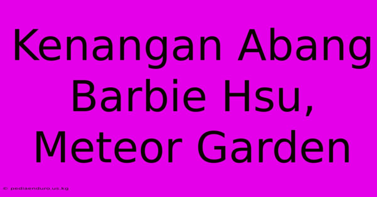 Kenangan Abang Barbie Hsu, Meteor Garden