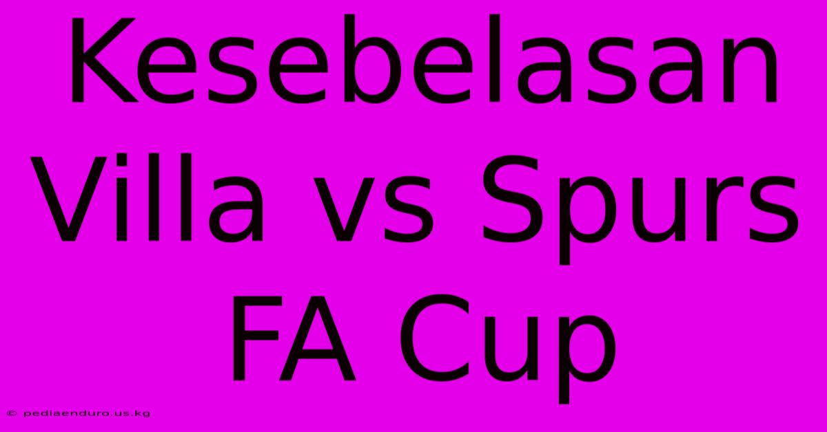 Kesebelasan Villa Vs Spurs FA Cup